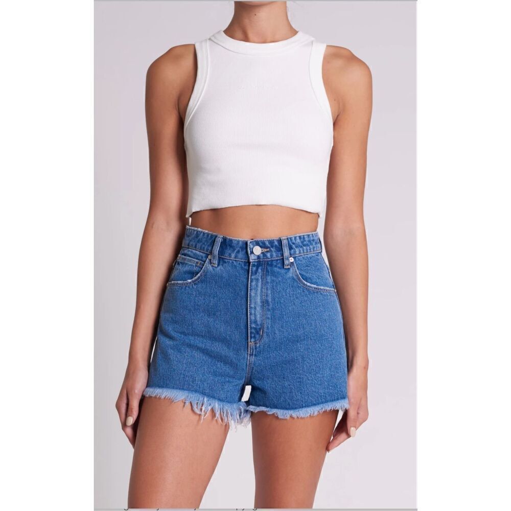 Abrand denim jean high relaxed cut off denim shorts size 24 Revolve